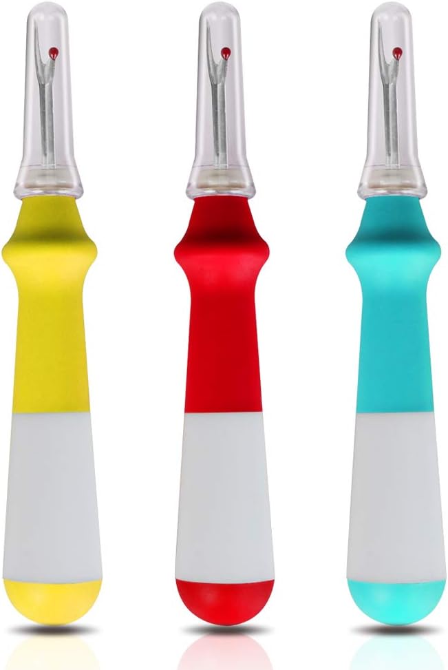 Lhedon Seam Ripper 3 PCS, Seam Rippers for Sewing, Ergonomic Grip, Colorful Large Thread Stitch Remover Tool Handy Stitch Rippers for Sewing Crafting Removing Hems and Seams，Christmas Gifts