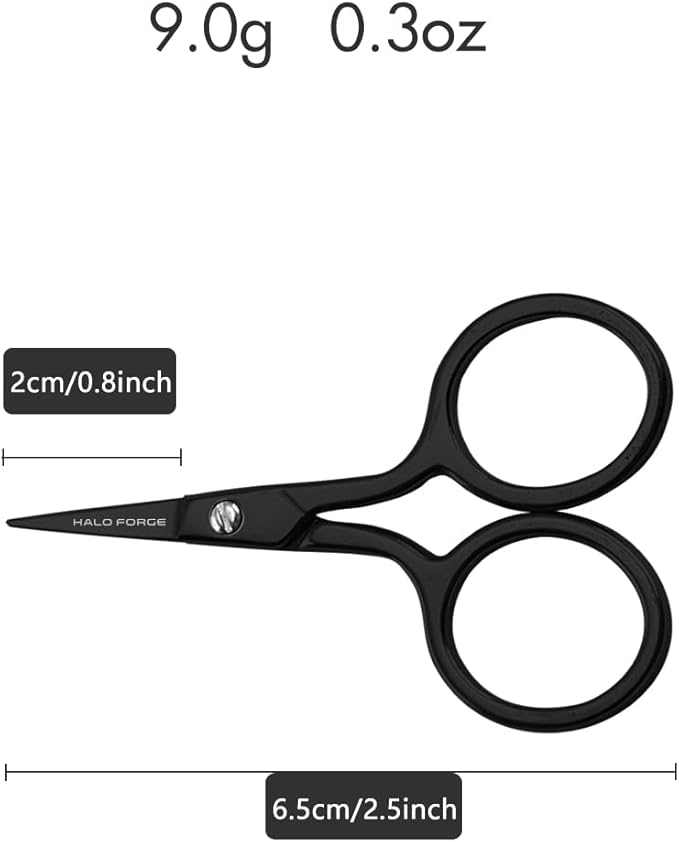 Small Embroidery Scissors: Black Forged Stainless Steel Sharp Straight Pointed Tip Shears Precision Snips Detail Thread Yarn for Sewing Cross Stitch Needlework, 2.5 inch