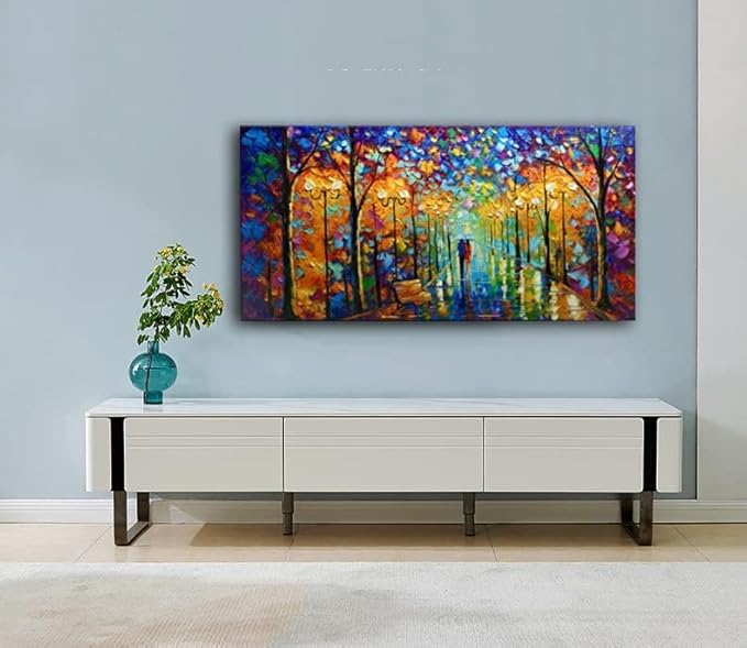 Tyed Art- Large Contemporary Wall Art Landscape Oil Painting On Canvas palette knife Textured Tree Painting hand-painted Acrylic Abstract Landscape wall art modern canvas painting 30x60inch