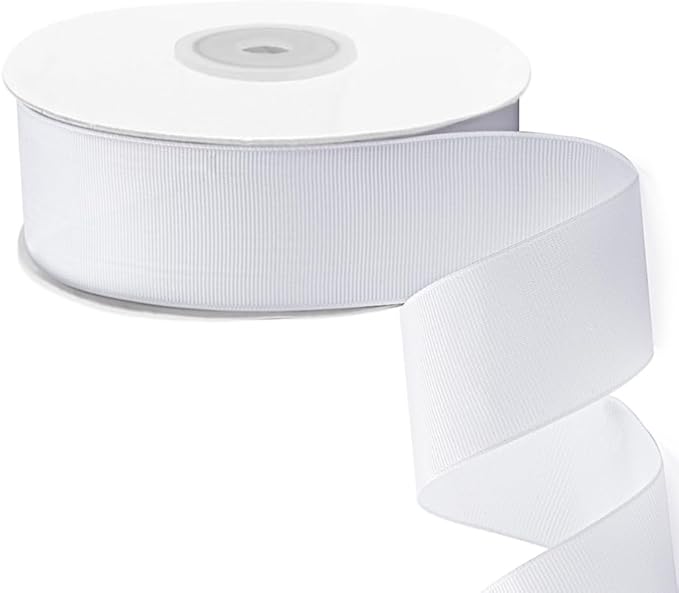 LIUYAXI 1-1/2" X 50 Yards Solid White Grosgrain Ribbon, Perfect for Crafts, Wedding Decor, DIY Hair Accessories, Sewing, Gift Package Wrapping and More