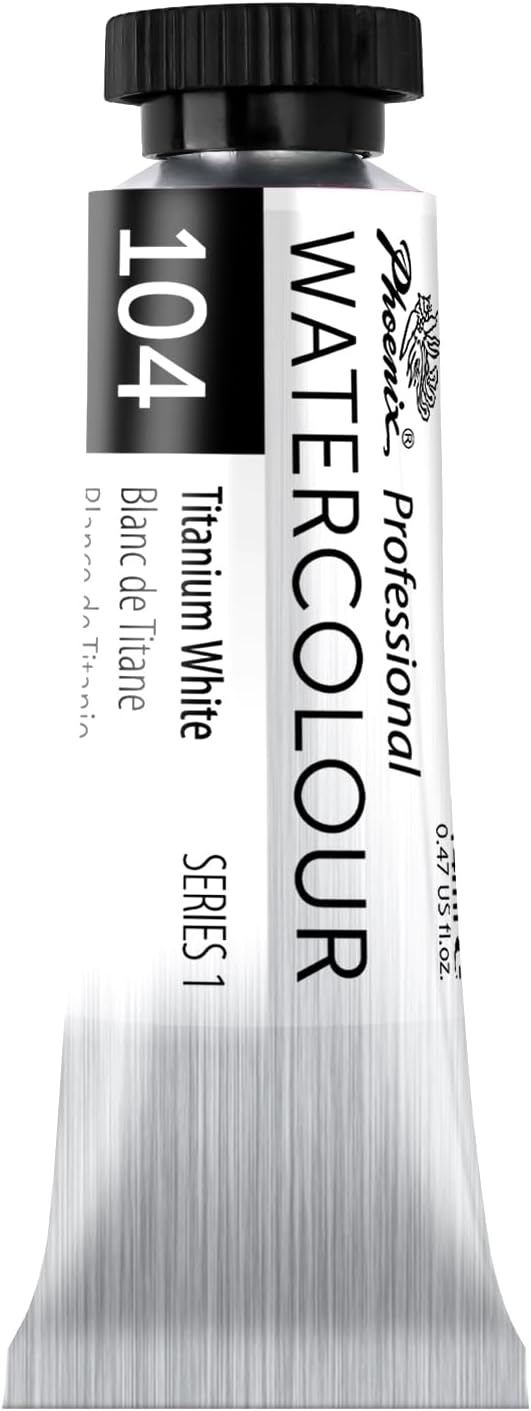 PHOENIX Professional Watercolor Paint Single Tube - 0.47 Fl Oz / 14ml - Titanium White