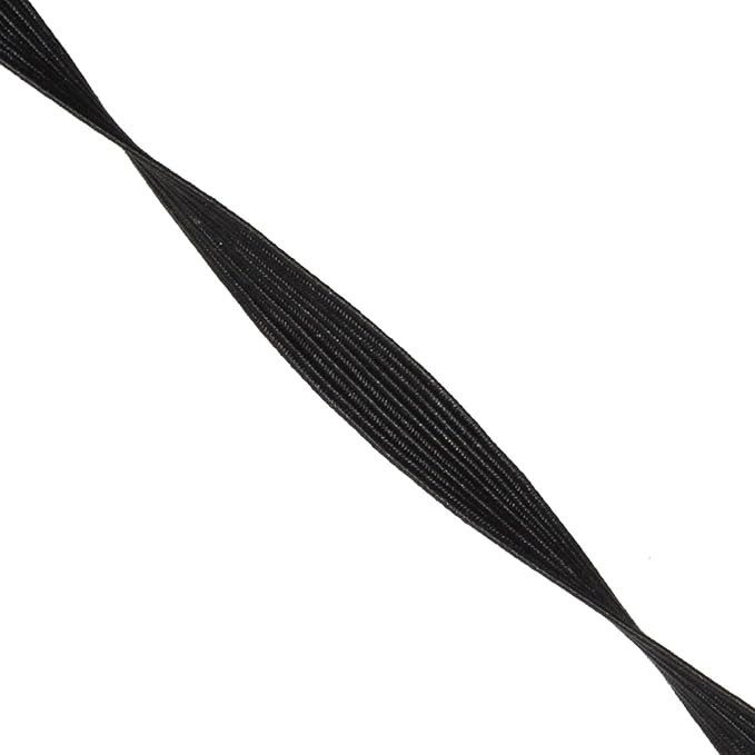 Mandala Crafts 12mm 200 Yds Roll of Black and White Elastic Bands for Sewing - 1/2 Flat Elastics Cord - 1 2 Inch Braided Stretch Straps for Crafting