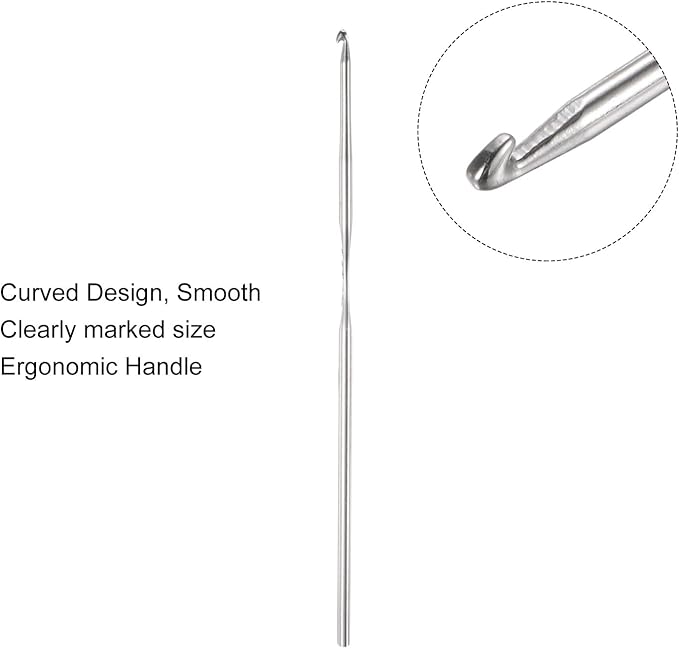 uxcell Stainless Steel Crochet Hook 1.5mm US Size 8 Knitting Needles for DIY Craft Yarn 10Pcs
