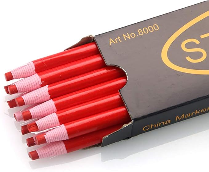 12 Pieces Sewing Mark Pencil Tailor's Marking and Tracing Tools Free Cutting Crayons Sewing Fabric Pencil(Red)