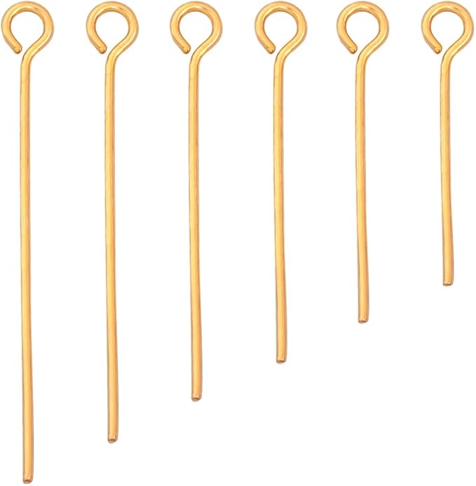 18K Gold Plated Open Eye Pins Non Tarnish 30mm 150pcs for Jewelry Making Findings