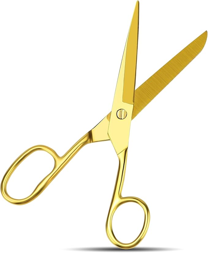 Gold Scissors for Office Multipurpose Stylish: 7 inch - Comfort Grip - Stainless Steel - Scissors with Home - School - for Cutting Paper - Open Envelopes - Cut Tape (Gold Scissors for Office)
