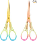 Honagu Premium Acrylic Handle Scissors -Stainless Steel Blades, Precision Cutting, Ergonomic Design, Ideal for Home, Office, and Craft Use - 2 Pack, Red+Blue