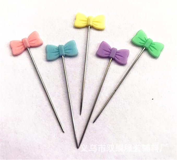 200pcs Colored Sewing Pins for Fabric Flat Head Straight Pins with Storage Box Quilting Pins Fixed Sewing Marker Needle for Dressmaker,Sewing Project,Jewelry Making, DIY Craft (Bow tie)