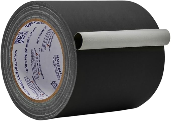 WOD GTC12 Gaffer Tape, Black Low Gloss Finish Film, 4 inch x 60 ft. Residue Free, Non Reflective Cloth Fabric, Secure Cords, Water Resistant, Photography, Filming Backdrop, Production