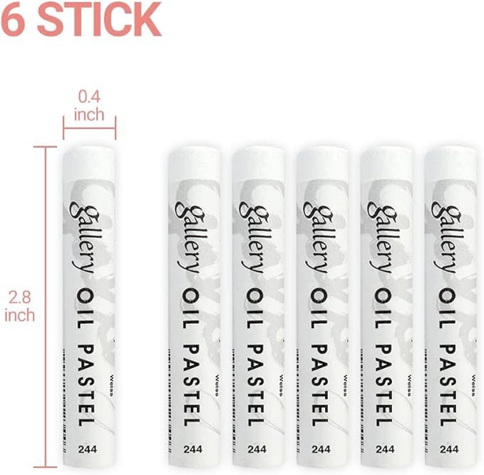 HA SHI Professional White Oil Pastels, 6 Sticks, Soft Art Supplies for Artists, Creamy Texture for Blending, Non-Toxic Drawing Media for Adults