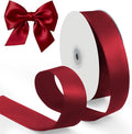 1-1/2 Inch 100 Yards Satin Ribbon Wine Red, Solid Color Fabric Ribbon for Gift Wrapping, Wedding, Polyester Gift Ribbon for Birthday Party Decoration, Craft, Hair, Floral, Sewing
