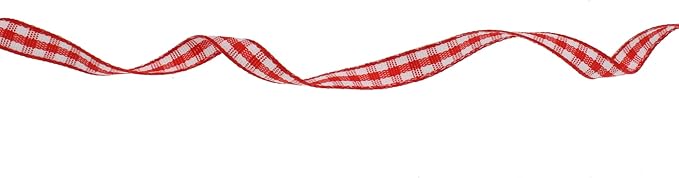 Gingham Ribbon 50 Yard Each Roll 100% Polyester Woven Edge (1/4" x 50 Yards, Red)
