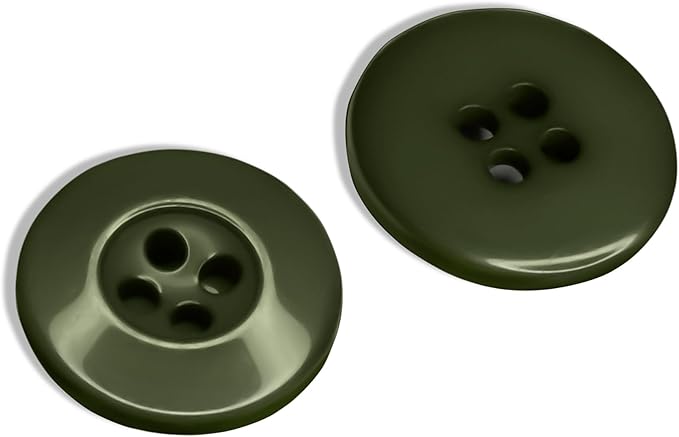 100 Pcs 3/4" Olive Drab 4 Hole Buttons for Sewing 0.75 inch Uniform Buttons 30L 19mm Plastic Green Glossy Ideal for Jacket Work Uniforms Workwear School Outfits Aprons Pants Bags DIY Crafts