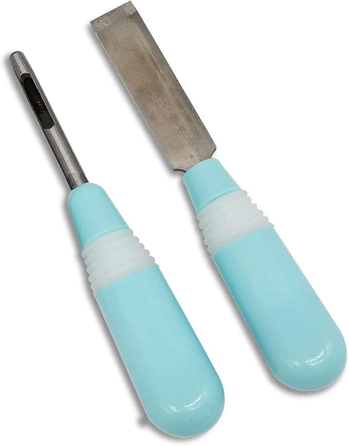 YICBOR 3pcs/Set Sewing Buttonhole Cutter Set for All Kinds of Leather Cloth DIY Manual Opening (Blue)