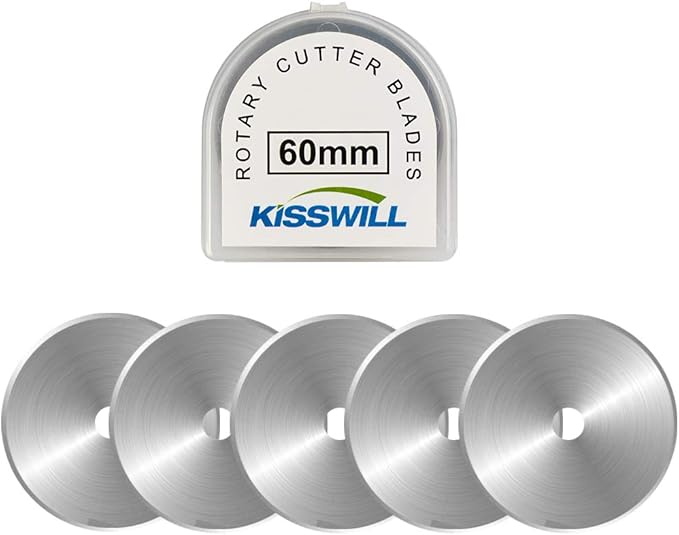 Rotary Cutter Blades 60mm - 5 Pack Refill Rotary Blades 60 mm Fits for Fiskars 60mm Rotary Cutter, Sharp and Durable