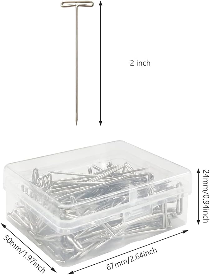 T-Pins, 100 Pack 2 Inch - For Knitting, Wigs, Sewing & Office Wall
