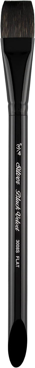 Silver Brush Limited 3008S-3/4 Black Velvet Square Wash Paintbrush for Watercolor, Gouache, Inks, & Dyes, Size 3/4 Inch, Short Handle
