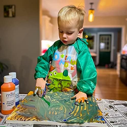 milo Kid's Washable Finger Paint Set of 8 Colors | 8 oz Bottles | Safe and Non-Toxic | Made in the USA | Arts & Crafts Paints for Kids, Toddlers, Pre School Supplies Painting Set for Children | Easy Pour and Squeeze Bottles