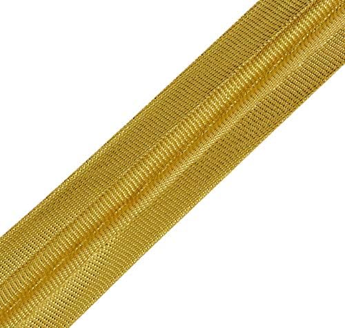 Mandala Crafts 55 Yards 1 Inch Metallic Gold Double Fold Bias Tape for Sewing - Bias Binding Tape for Quilting Binding, Hemming, Seam, and Fabric Piping