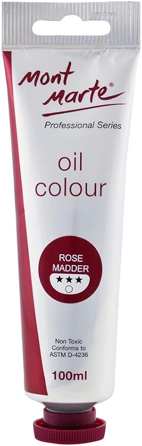 Mont Marte Oil Paint Premium, 3.4 US fl.oz (100ml) Tube, Rose Madder, Heavy Body Paint, Artist Quality, Good Coverage, Excellent Tinting Strength, Ideal for Painting Canvas