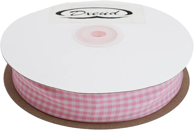 Gingham Ribbon 50 Yard Each Roll 100% Polyester Woven Edge (1" x 50 Yards, Pink)
