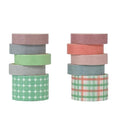 10 Rolls Washi Tape Set, Solid Color & Grid Decorative Tapes for Journals, Scrapbooking, Gift Wrapping, Decor & Crafts (Gauze)