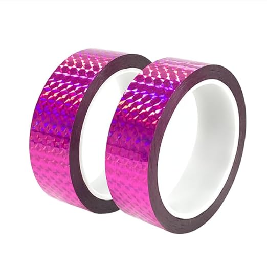Self-Adhesive Holographic Reflective Tape Prism Tape Holographic Reflective Tape for Keep Birds Away, Craft Projects, DIY Art, Home, Daily Use (Pink, 1 Inch x 55 Yard)