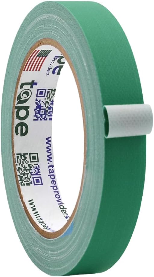 WOD GTC12 Gaffer Tape, Green Low Gloss Finish Film, 3/4 inch x 60 ft. Residue Free, Non Reflective Cloth Fabric, Secure Cords, Water Resistant, Photography, Filming Backdrop, Production