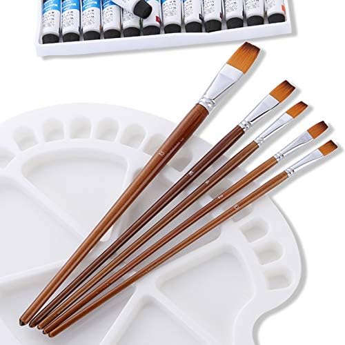 Watercolor Brushes, Paint Brushes 13pcs Long-Handled Flat Paintbrushes Large Artist Acrylic Paint Brush Set for Canvas Painting Oil/Gouache Arts Crafts Supplies