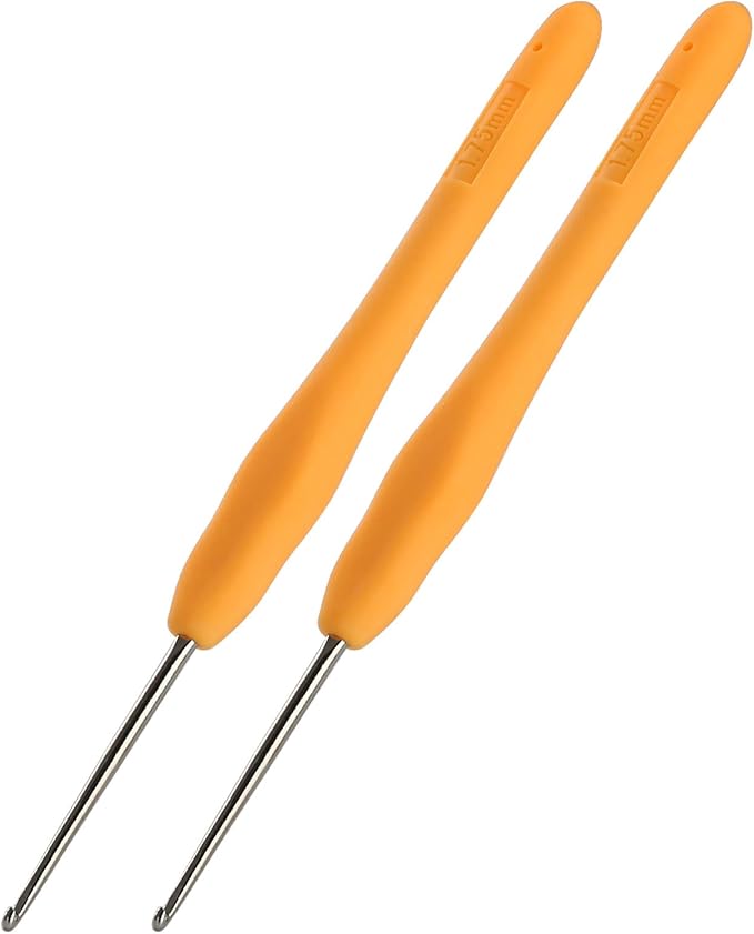 2Pcs 1.75mm Small Crochet Hooks, Ergonomic Small Lace Crochet Hook for Beginners, Crochet Needles for Crocheting, Smooth and Comfortable for Arthritis (1.75mm)
