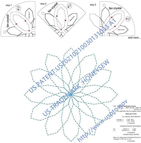 HONEYSEW Free Motion Quilting Template Sewing Ruler Templates for Most of Domestic Sewing Machine (#2 Fan Crystal)