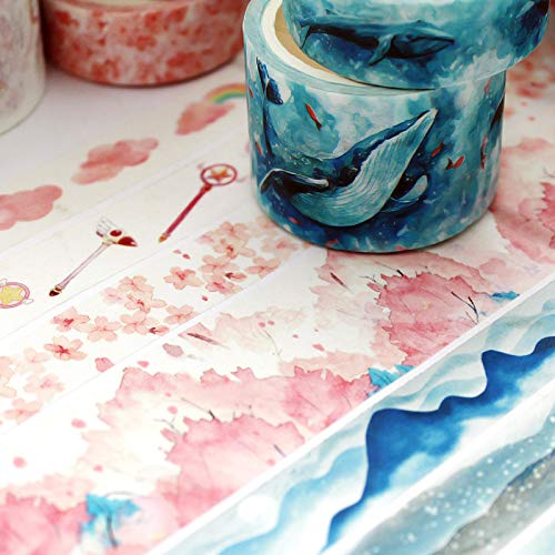 YUBBAEX Cute Printed Washi Tape 3 Rolls Japanese-Style Masking Tape Set Decorative for Arts, DIY Crafts, Journal Supplies, Planners, Scrapbook, Card/Gift Wrapping (Mountain Landscape)