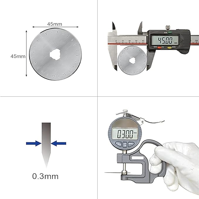 HEADLEY TOOLS 45mm Rotary Cutter Blades 15 Pack Fits Olfa, Fiskars, Replacement Rotary Blade for Arts Crafts Quilting Scrapbooking Sewing, Sharp and Durable