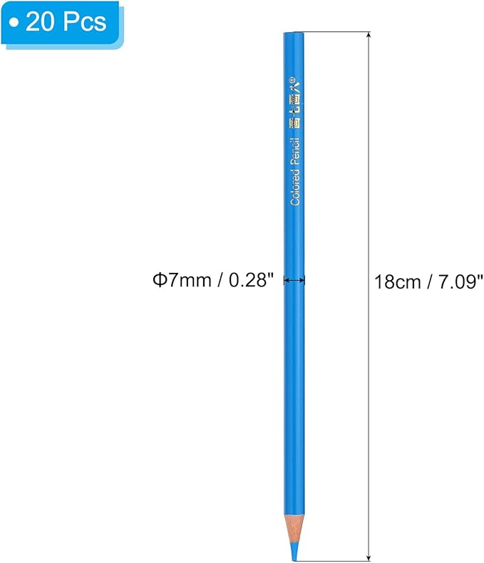 PATIKIL Sky Blue Colored Pencils Set,20 Pcs Oil Color Pencils Wooden Coloring Drawing Pencil for Artists Art Painting