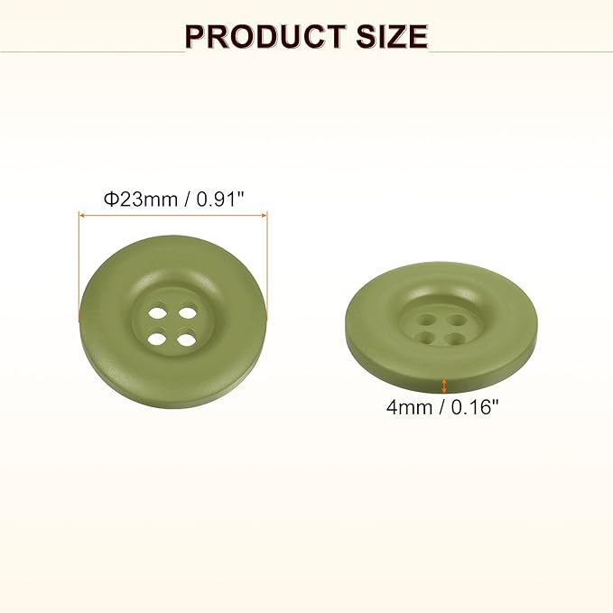 HARFINGTON 50pcs Sewing Button 23mm (7/8 Inch) 4 Holes Resin Thickened Round Crafting Replacement Buttons for Clothing DIY Crafts Decoration, Green