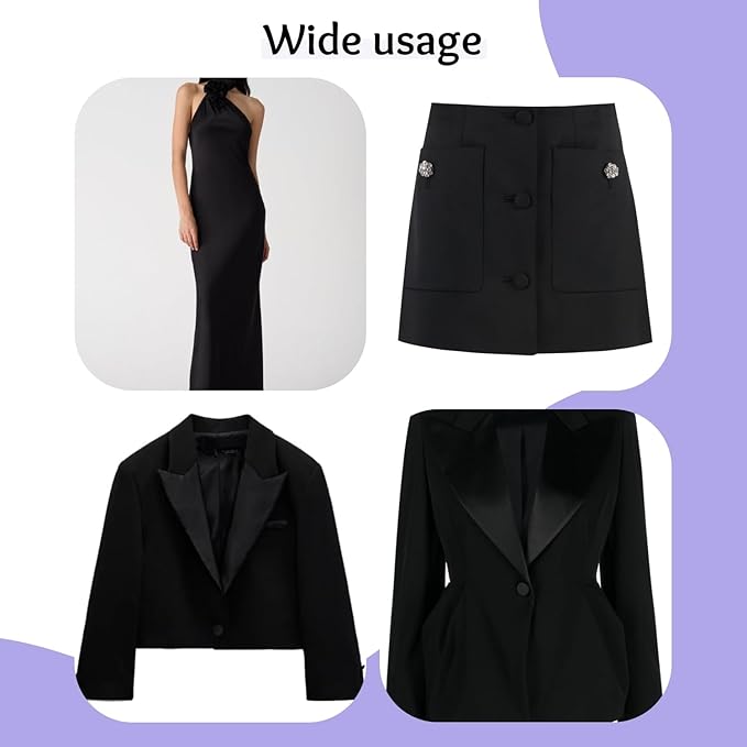 3/4" 100 Pcs Black Tuxado Suit Buttons 30L Black Satin Buttons 0.75 inch (19 mm) Round Fabric Covered Smooth Metal Shank Ideal for Tuxedo Shirt Formalwear Jacket Clothes Blouse Skirts
