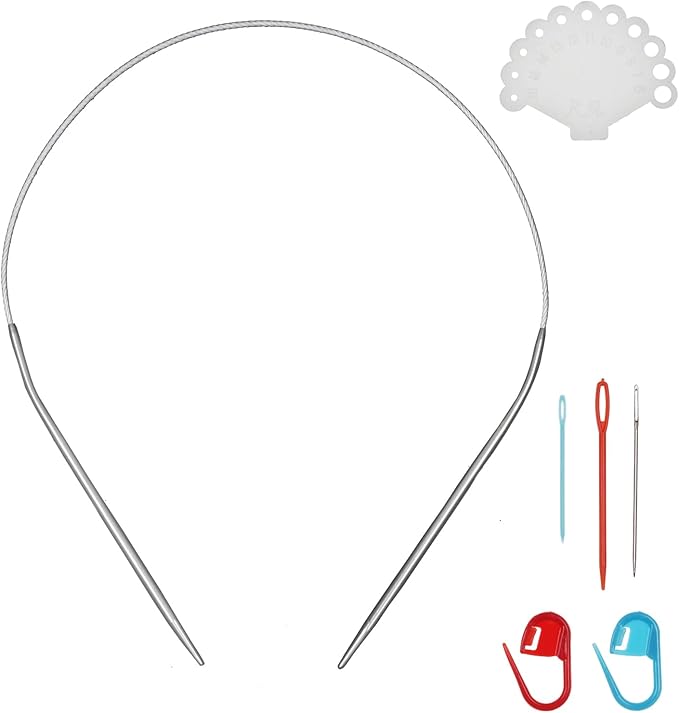 17inch (43cm) Stainless Steel Circular Knitting Needle Size US 2 (2.75mm) Metal Knitting Needles Set for Making Sweater Shawl Scarf