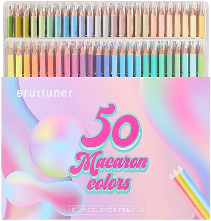 SuoLong 50 Colored Pencil Set, Professional Pastel Coloring Pencils, Art Drawing Pencils for Adult Coloring Books, Artists Drawing, Sketching (Macaron color)
