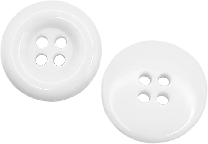 Pack of 100 White Buttons 0.75 inch for Sewing 4-Hole Uniform Buttons 30L Round Plastic Sew on Bulk Ideal for Lab Coats Pants Shorts Cardigans Blazer Skirts Craft DIY Art Projects