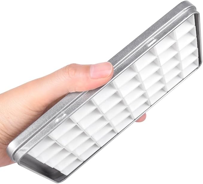Portable Watercolor Tins Paint Palette with 40Pcs Empty Half Pans and Magnetic Squares, Small Travel Metal Paint Box with Acrylics Painting Art Drawing.Silver