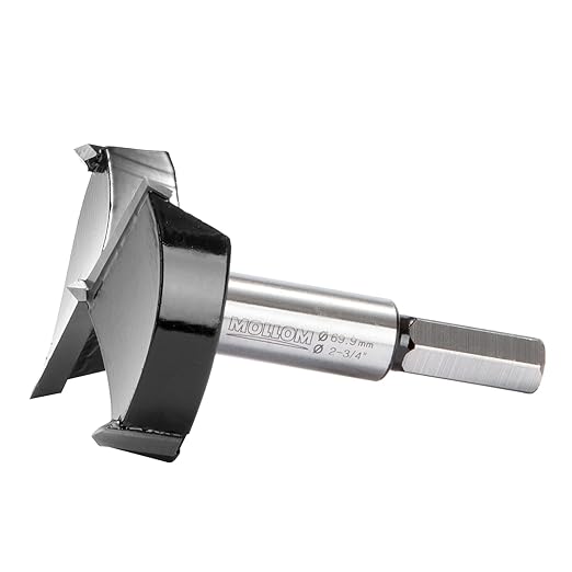 Mollom 2-3/4" (69.9mm) Forstner Drill Bit for Precise Woodworking with Durable YG8 Carbide Thickness of 2.0mm,This Hinge Cutter Tool is Ideal for Hard Wood, Plastic, Plywood