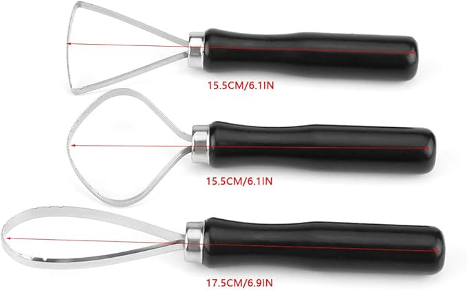 KooingTech Clay Tools, Clay Sculpting Tools 3 PCS, Clay Carving Tools with Handmade Handle Wooden Sculpture Tools, Pottery Sculpting Tools, Sawtooth Steel Pottery Tools for Carving