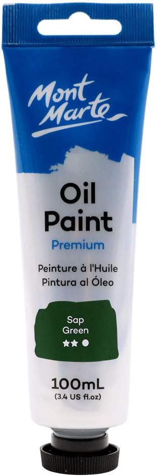 Mont Marte Oil Paint Premium, 3.4 US fl.oz (100ml) Tube, Sap Green, Heavy Body Paint, Artist Quality, Good Coverage, Excellent Tinting Strength, Ideal for Painting Canvas