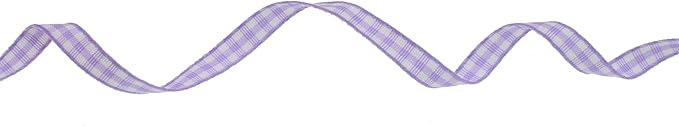 Gingham Ribbon 50 Yard Each Roll 100% Polyester Woven Edge (1/4" x 50 Yards, Light Purple)