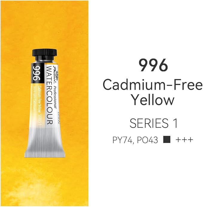 PHOENIX Professional Watercolor Paint Single Tube - 0.47 Fl Oz / 14ml - Cadmium-Free Yellow