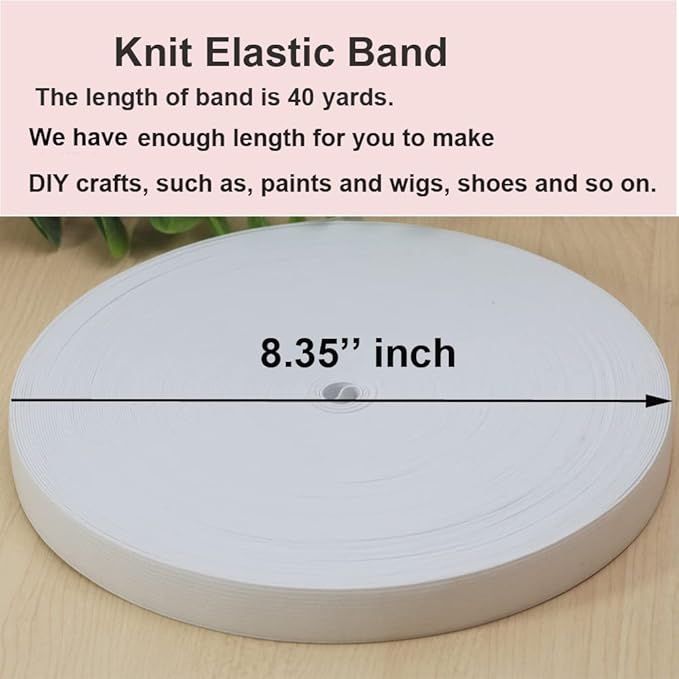 White Knit Elastic Band for Sewing 3/4 inch 40 Yards -20mm Flat Heavy Stretchy Elastic Straps Elastic Band Spool for DIY Craft-Bedspread-Clothing-Pants Waistband-Wigs-Skirts- DIY Projects