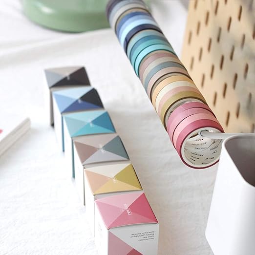 YUBBAEX Natural Color Washi Tape Set 28 Rolls Decorative Tapes for DIY Crafts, Journals, Planners, Scrapbooking, Wrapping (Morandi 28 Rolls)