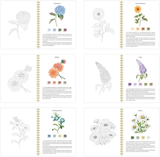 Watercolor Workbooks, 12 Colors Water Color Books Paint Set for Adults, Watercolor Coloring Book for Beginners, Water Color Workbook,Beautiful Paintings for Beginners