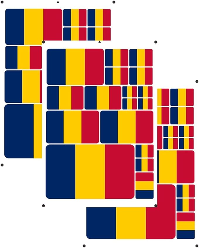 vmcoatdu Romania Flag Laser Printing Sticker 3 Pcs Decal in Multiple Sizes Stickers (Yellow Romania)
