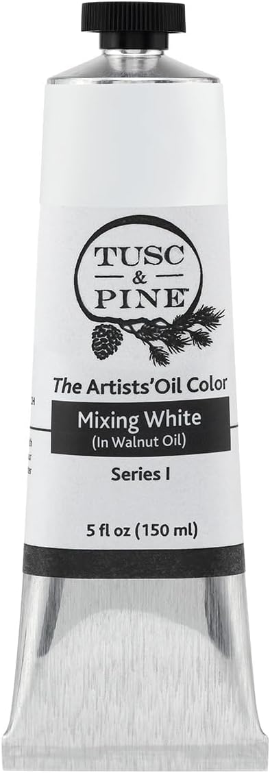 Tusc & Pine Artist Oil Paint - Mixing White, 150 ml, Non-Yellowing, Rich & Creamy Consistency, Maximum Pigment Load, Small Batch Milled Oil Paints Made in the USA for Professional Artists